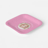 Assiettes En Carton Princesse rose Modèle photo d'anniversaire (Angulaire)