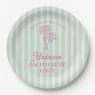 Assiettes En Carton Printemps de la Palme Verte Pastel de Plage Enterr