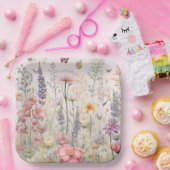 Assiettes En Carton Printemps Été Jardin Aquarelle Fleurs Papillon (Fête)