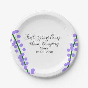 Assiettes En Carton Printemps frais camping lavande fleurs nom date si