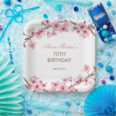 Assiettes En Carton Printemps rose cerisier fleurs Fleur anniversaire (Fête)