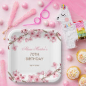 Assiettes En Carton Printemps rose cerisier fleurs Fleur anniversaire (Fête)