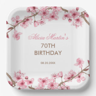Assiettes En Carton Printemps rose cerisier fleurs Fleur anniversaire