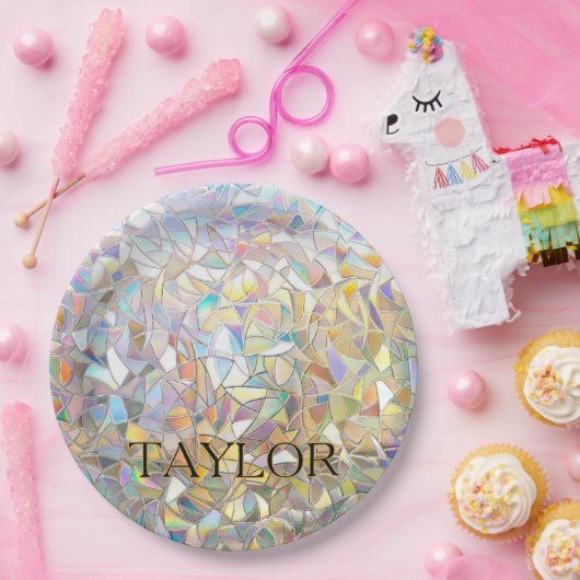 Assiettes En Carton Prismatic Stained Glass Effect - Rainbow Prismatic (Fête)