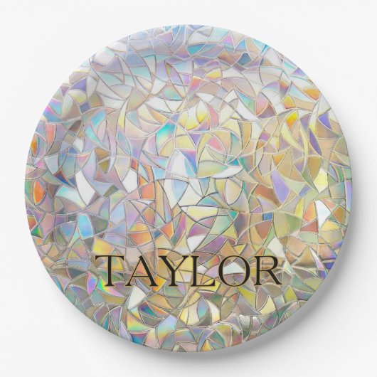 Assiettes En Carton Prismatic Stained Glass Effect - Rainbow Prismatic (Devant)