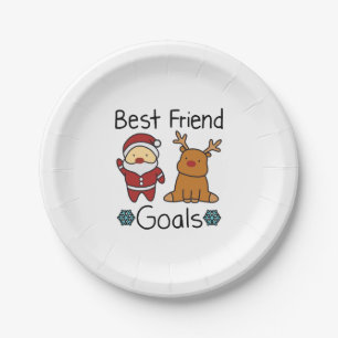 Assiettes En Carton Prix Friends Santa Claus and Reindeer - Christmas