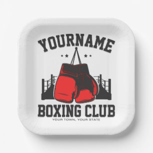 Assiettes En Carton Pro Boxer AJOUTER NOM Gants rouges Boxer Ring Trai