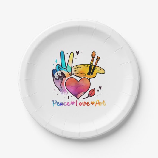Assiettes En Carton Professeur D'Art Peace Love Art Pour Artistes Et P (Devant)