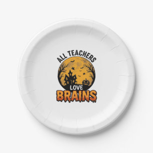 Assiettes En Carton Professeur Halloween Amour Cerveaux Design Vintage