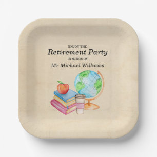 Assiettes En Carton Professeurs Vintage Globe Books Parti de retraite