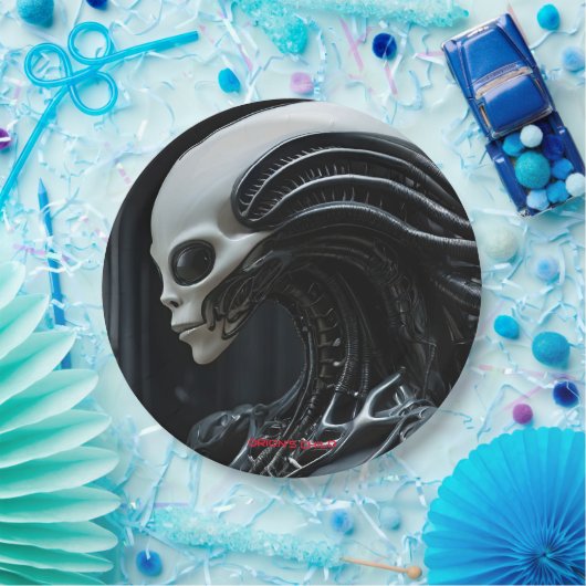 Assiettes En Carton Profil d'Alien spatial (Fête)