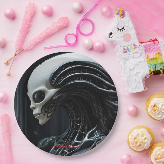 Assiettes En Carton Profil d'Alien spatial (Fête)