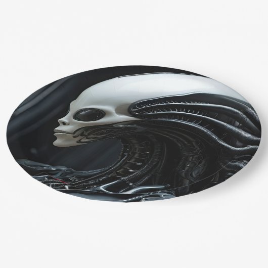 Assiettes En Carton Profil d'Alien spatial (Angle)