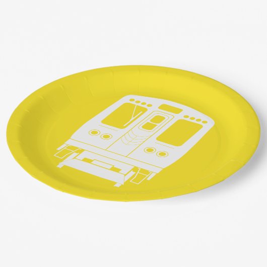 Assiettes En Carton Profil de White Chicago "L" sur Yellow Arrière - p (Angle)