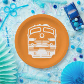 Assiettes En Carton Profil du moteur de train blanc sur l'Arrière - pl (Fête)