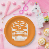Assiettes En Carton Profil du moteur de train blanc sur l'Arrière - pl (Fête)