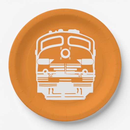 Assiettes En Carton Profil du moteur de train blanc sur l'Arrière - pl (Devant)