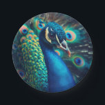 Assiettes En Carton Profil Peacock<br><div class="desc">Un paon ferme la tête avec des plumes fanées.</div>