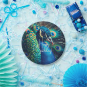 Assiettes En Carton Profil Peacock Joyeux anniversaire (Fête)