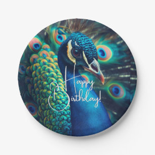 Assiettes En Carton Profil Peacock Joyeux anniversaire