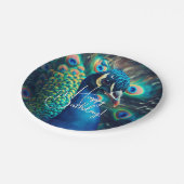 Assiettes En Carton Profil Peacock Joyeux anniversaire (Angle)