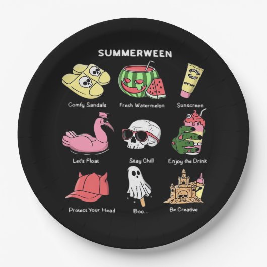 Assiettes En Carton Profitez de Summerween Classic (Devant)