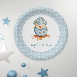 Assiettes En Carton Profitez du gâteau Bébé Oiseau d'éclosion Papier d