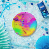 Assiettes En Carton Projection abstraite de néon rose (Fête)