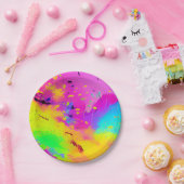 Assiettes En Carton Projection abstraite de néon rose (Fête)