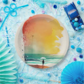 Assiettes En Carton Promenade dans les Waves Abstrait Beach Art (Fête)