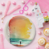 Assiettes En Carton Promenade dans les Waves Abstrait Beach Art (Fête)