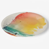 Assiettes En Carton Promenade dans les Waves Abstrait Beach Art (Angle)