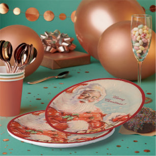 Assiettes En Carton Promenade en traîneau du Père Noël Noël vintage