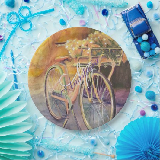 ASSIETTES EN CARTON PROMENADE EN VÉLO DANS LE PARC MONOGRAM (Fête)