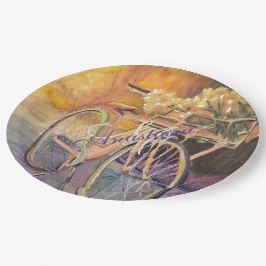 ASSIETTES EN CARTON PROMENADE EN VÉLO DANS LE PARC MONOGRAM (Angle)