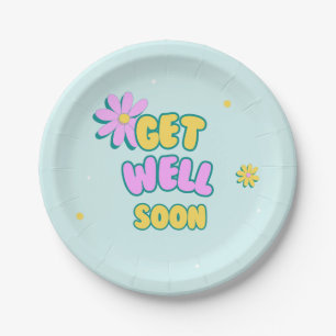 Assiettes En Carton Prompt rétablissement texte gras avec fleurs sur f