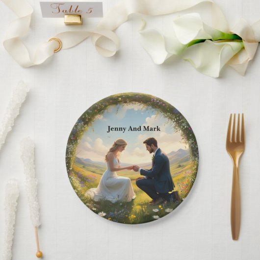 Assiettes En Carton Proposition de Mariage magique, (Mariage)