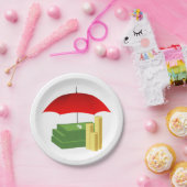 Assiettes En Carton Protection de la sécurité financière avec paraplui (Fête)