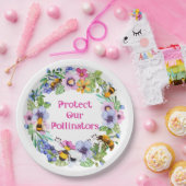 Assiettes En Carton Protéger nos pollinisateurs Fleurs d'abeilles (Fête)