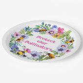 Assiettes En Carton Protéger nos pollinisateurs Fleurs d'abeilles (Angle)