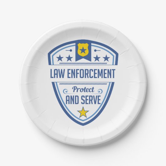 Assiettes En Carton Protégez et servez l'insigne de police (Devant)