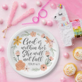 Assiettes En Carton Psaume 46:5 Dieu est en elle, elle ne tombera pas (Fête)