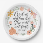 Assiettes En Carton Psaume 46:5 Dieu est en elle, elle ne tombera pas (Devant)