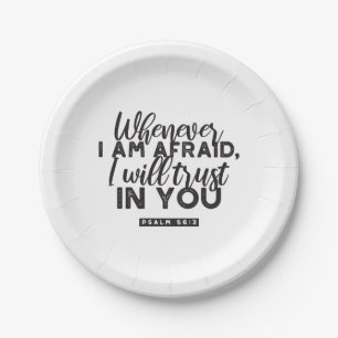 Assiettes En Carton Psaume 56:3 Bible Verse Art "Je ferai confiance en