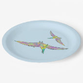 Assiettes En Carton Pterodactyle coloré Funny Cute Dinosaur Art (Angle)