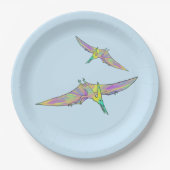 Assiettes En Carton Pterodactyle coloré Funny Cute Dinosaur Art (Devant)
