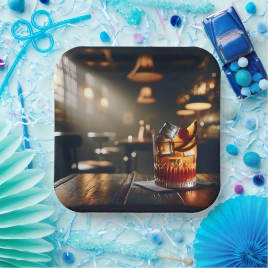 Assiettes En Carton Pub De Fête Avec Boisson Ancien (Fête)