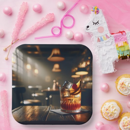 Assiettes En Carton Pub De Fête Avec Boisson Ancien (Fête)