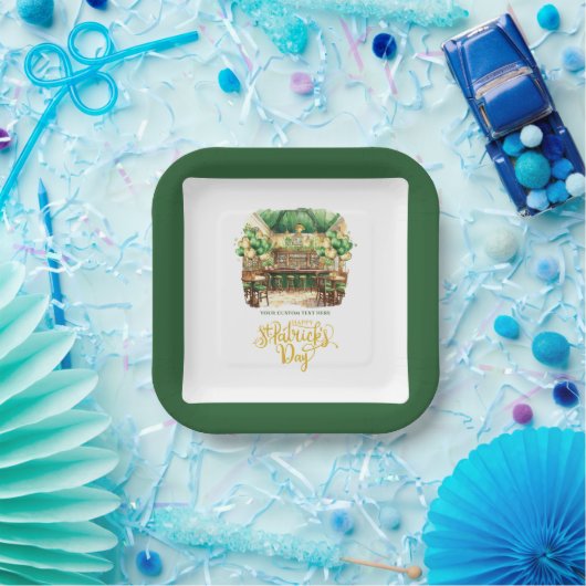 Assiettes En Carton Pub St. Patrick's Day Personnalisé Aquarelle (Fête)