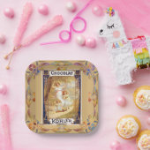 Assiettes En Carton Publicité au chocolat victorien or bleu (Fête)